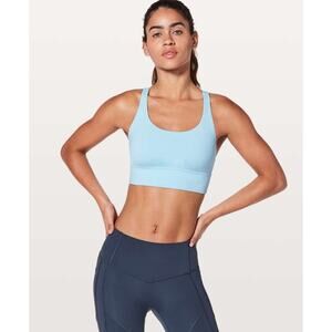 (4) $58 Lululemon Energy Bra *Long Line Blue Glow